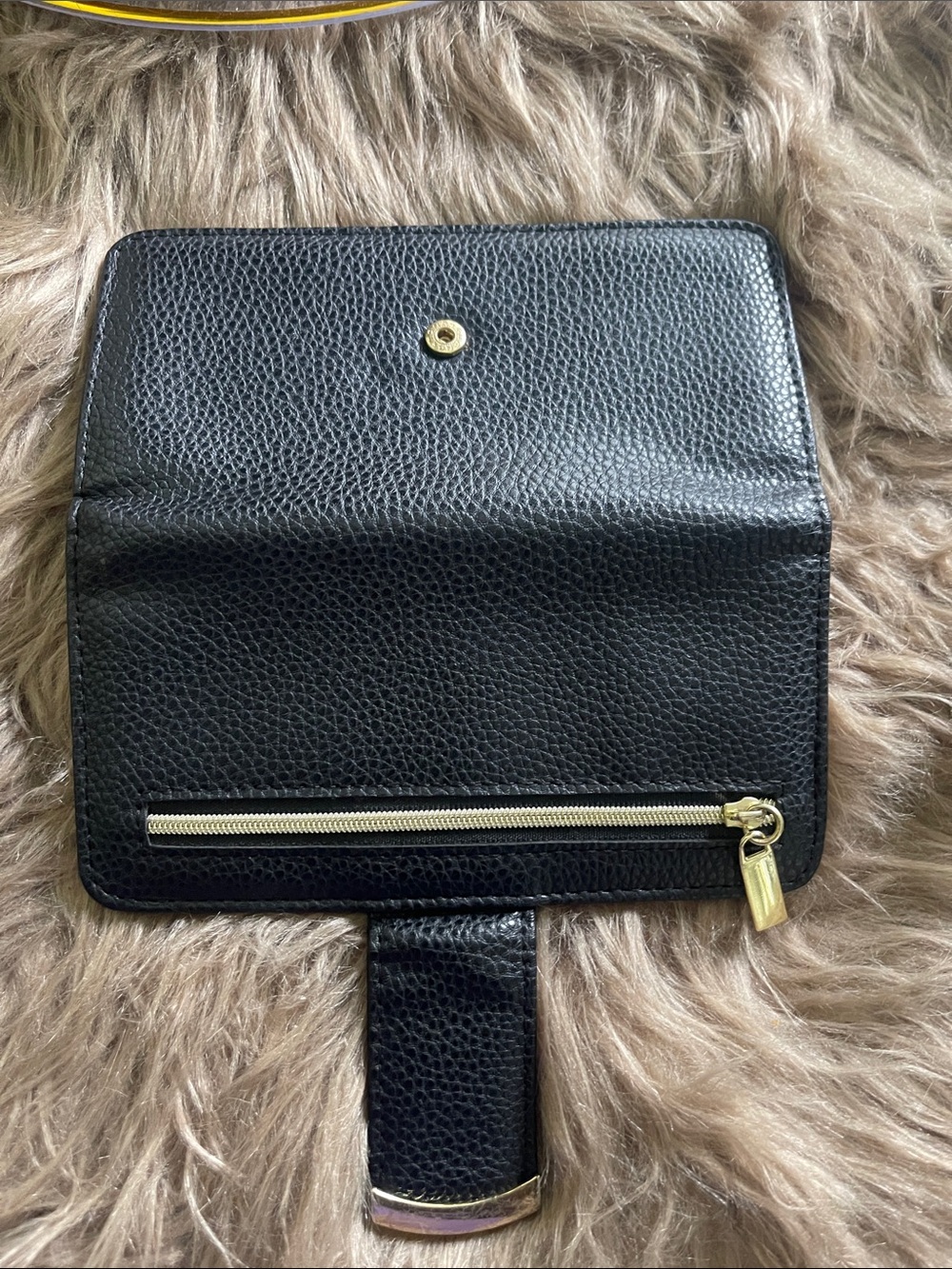 Black Women’s Leather Wallet with Gold Accent - Picture 4 of 4